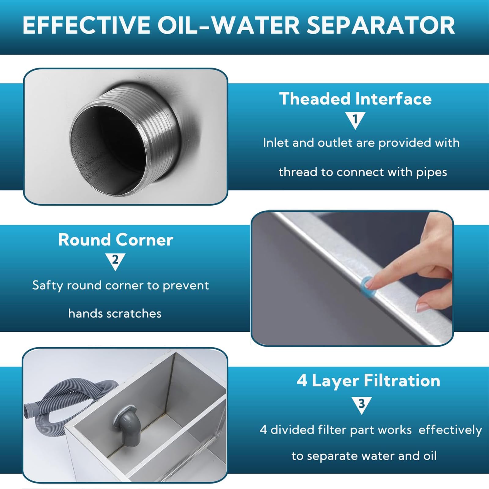 Fettabscheider, Kommerzieller Fettabscheider, Edelstahl Öl Wasser Separator