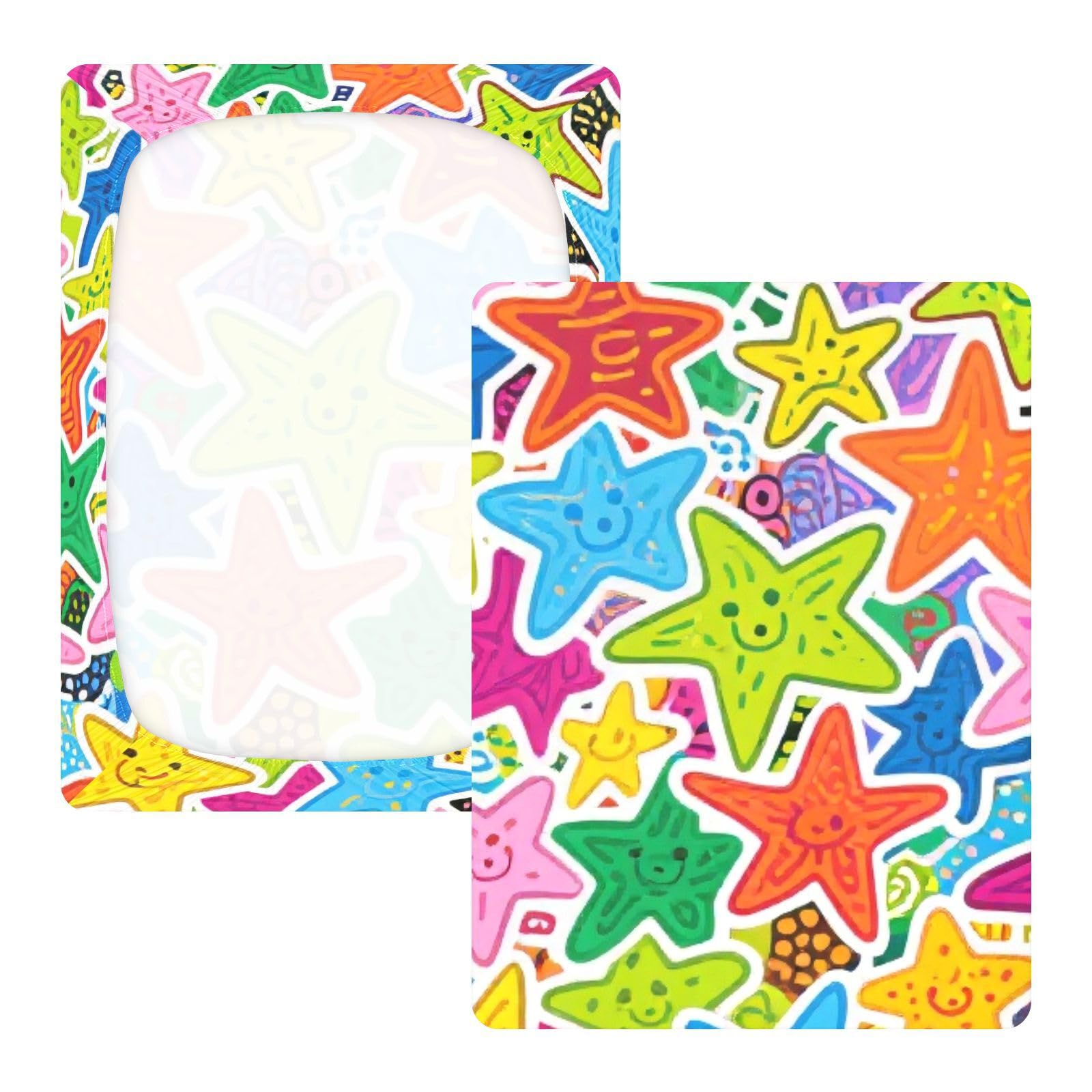 Sábanas de algodón para cuna de bebé con diseño de dibujos animados de estrellas y garabatos, suaves, transpirables, para guardería, 1 paquete de sabanas para cuna