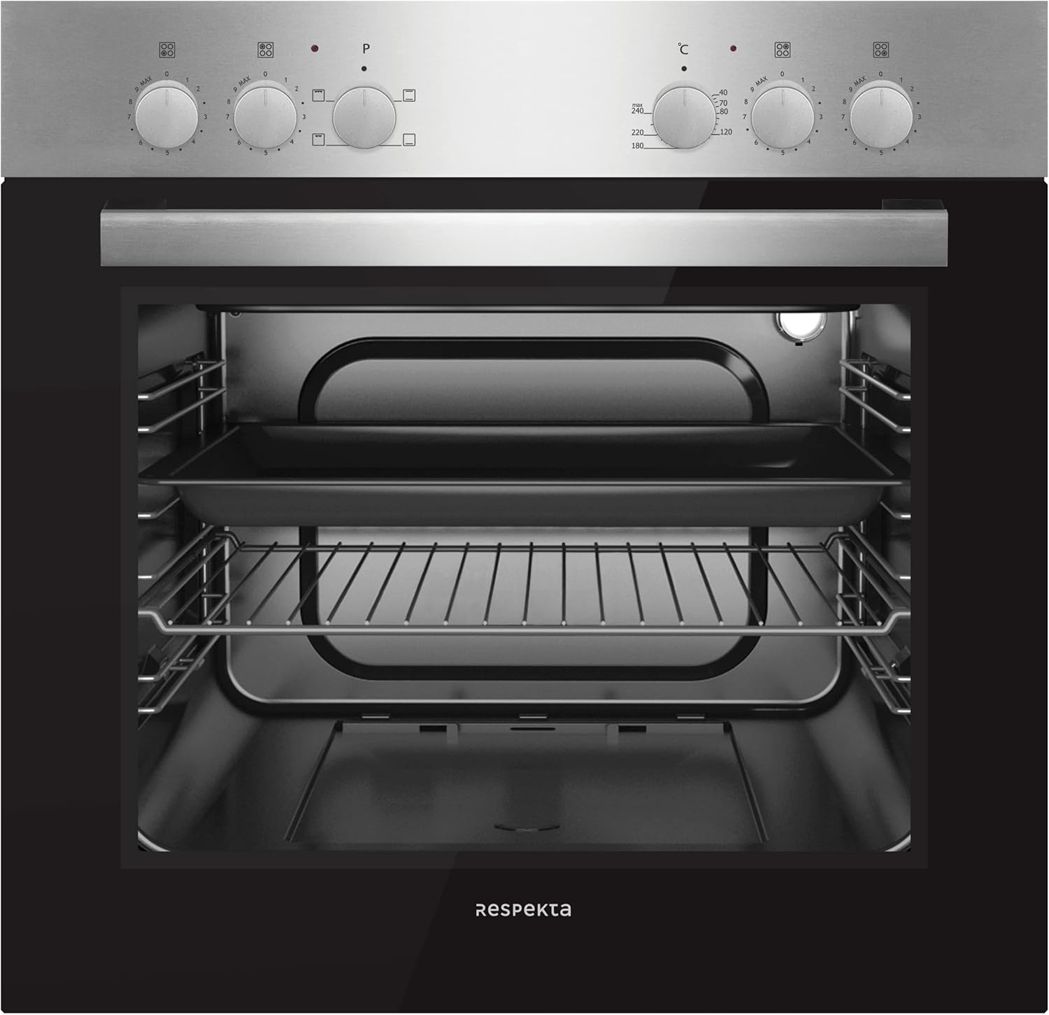 Respekta gruppo di cottura da incasso/forno elettrico da incasso da 66 L con piano cottura in vetroceramica/piano cottura senza cornice/classe di efficienza energetica A / HS2000-33/2 parti Respekta gruppo di cottura da incasso/forno elettrico da incasso da 66 L con piano cottura in vetroceramica/piano cottura senza cornice/classe di efficienza energetica A / HS2000-33/2 parti