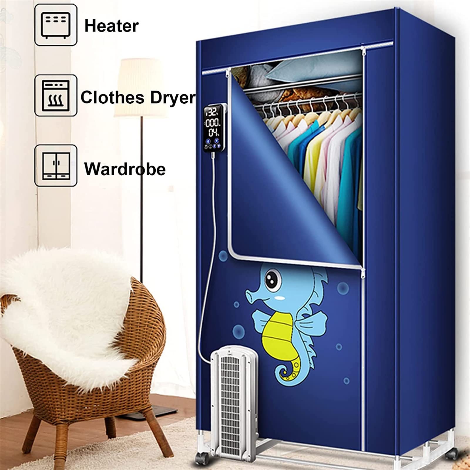 2000W Lntelligent calentó el aireador de la ropa, secador de ropa eléctrico, estantes de acero inoxidable de secado de ropa de doble capa secador de energía eficiente, baja energía calentó aireadore