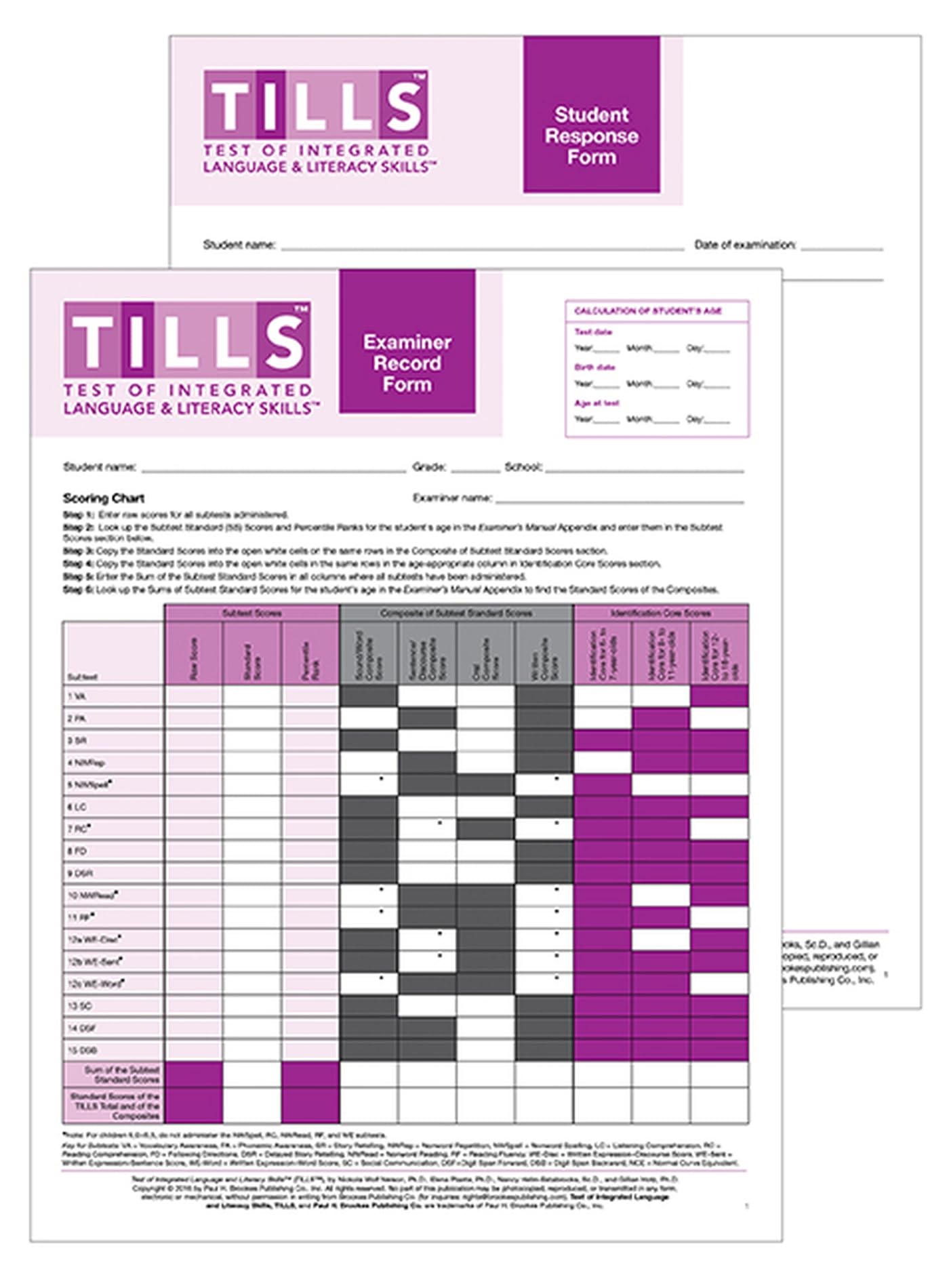 Test of Integrated Language and Literacy Skills - Tills Forms