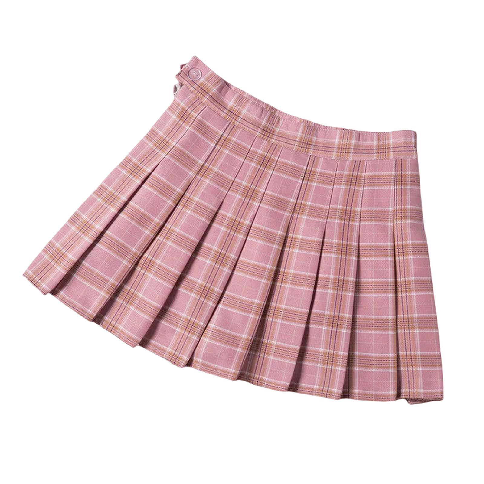 Gonna Lunga da Donna Senza Pantaloncini Stile Moda Nero Harajuku Plaid Falda Short De Mujer Mini Gonne A Pieghe-Plaid Rosa-m