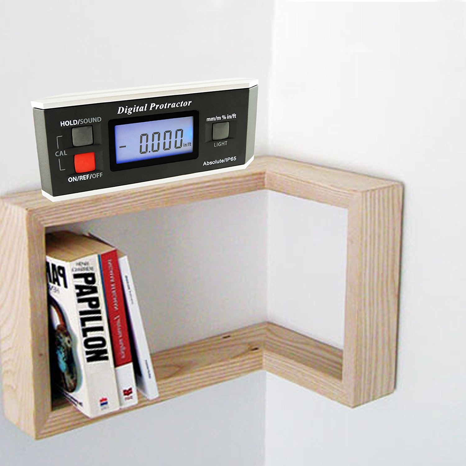 Inclinómetro digital portátil con visor de ángulos para transportar, magnético, de 0 a 360 grados, para madera de metal, LCD, retroiluminación, con base de ranura en V magnética integrada