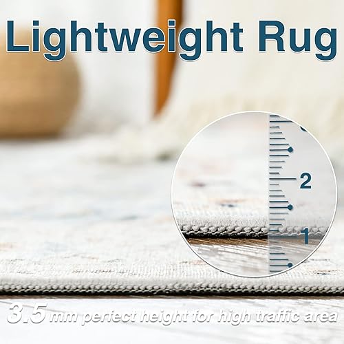 Miniatura 5 de jinchan Alfombra de pasillo de 2 x 5 pulgadas, lavable para cocina, vintage, floral, bohemio, ligera, delgada, antideslizante, retro, envejecida,