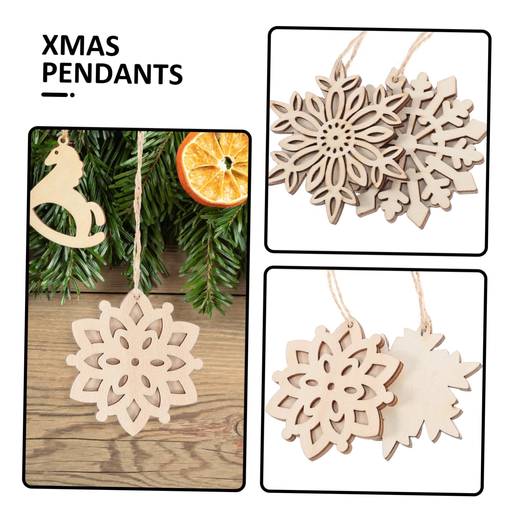 Tofficu 5 Juegos Decoración Navideña De Madera Espacios En Arbol De Navidad Colgando Decoraciones Del Árbol De Navidad Colgante Pósters Puerta Cuerda De 10 Uds * 5