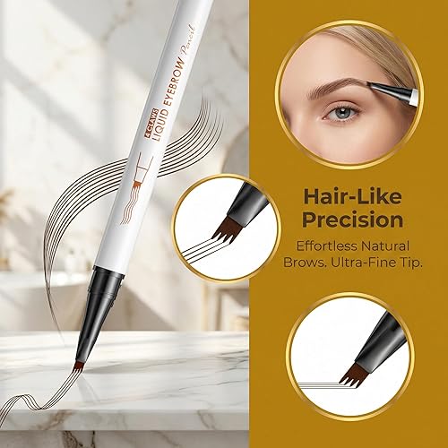 Miniatura 2 de Lápiz líquido de cejas de 4 garras, 6 colores, efecto microblading de aspecto natural impermeable, herramienta de maquillaje profesional con punta