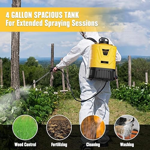 Miniatura 3 de Mellif - Pulverizador de jardín inalámbrico de 4 galones para batería Dewalt de 20 V MAX, pulverizador eléctrico de bomba de mochila con varita