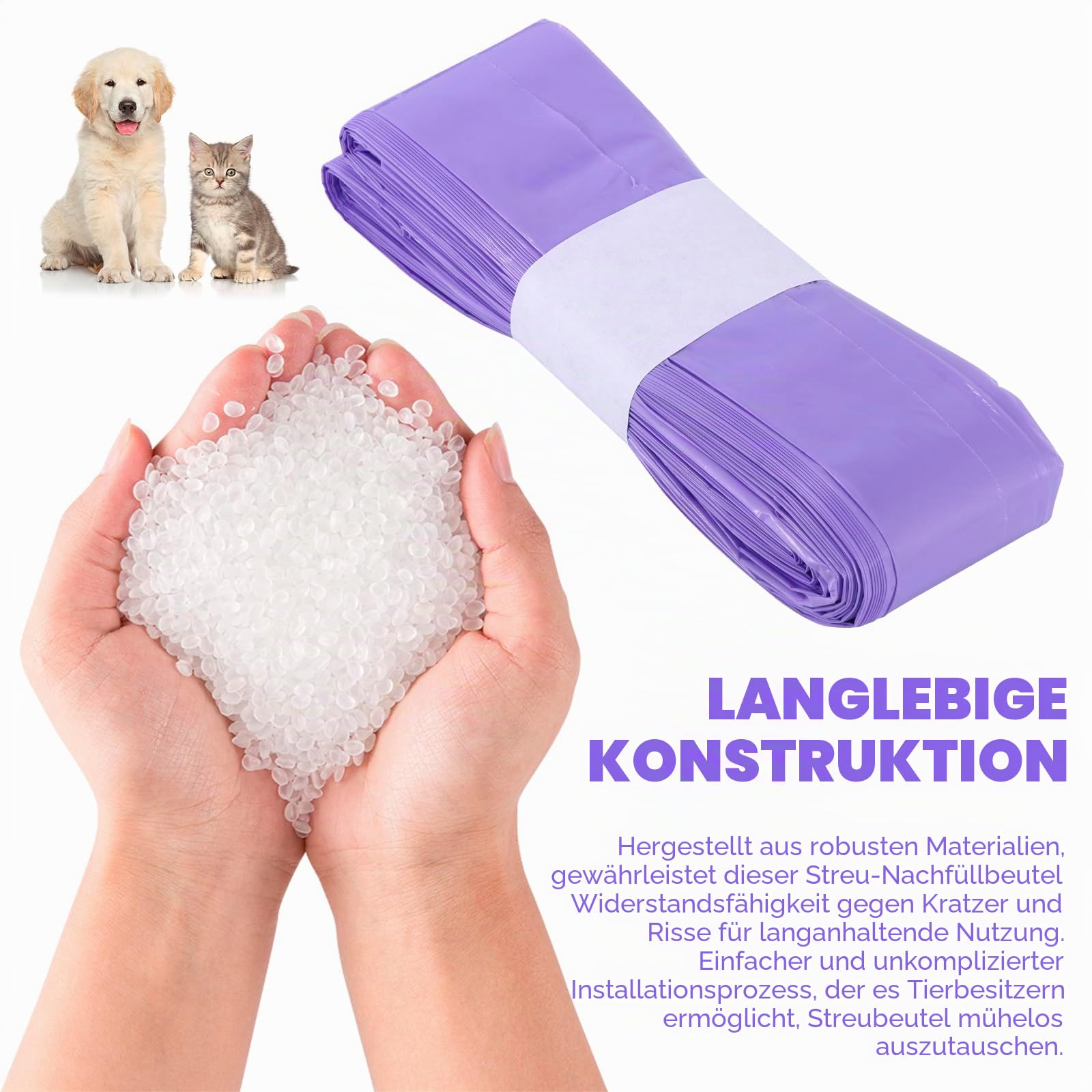 Nachfüllbeutel für Katzenstreu, 6,5 m Nachfüllbeutel für Litter locker, 10 Stück Nachfüllbehälter für Katzenstreu kompatibel mit Litter locker Nachfüllkassette (ohne Kartusche)
