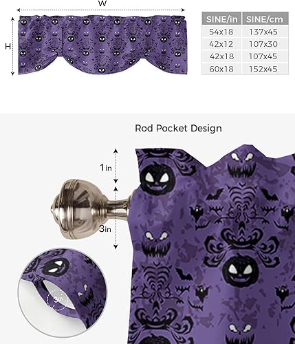 Miniatura 6 de Cenefas de ventana de calabaza de Halloween, cortinas de cocina, cortinas para sala de estar, dormitorio, baño, lavable, pequeña mansión encantada