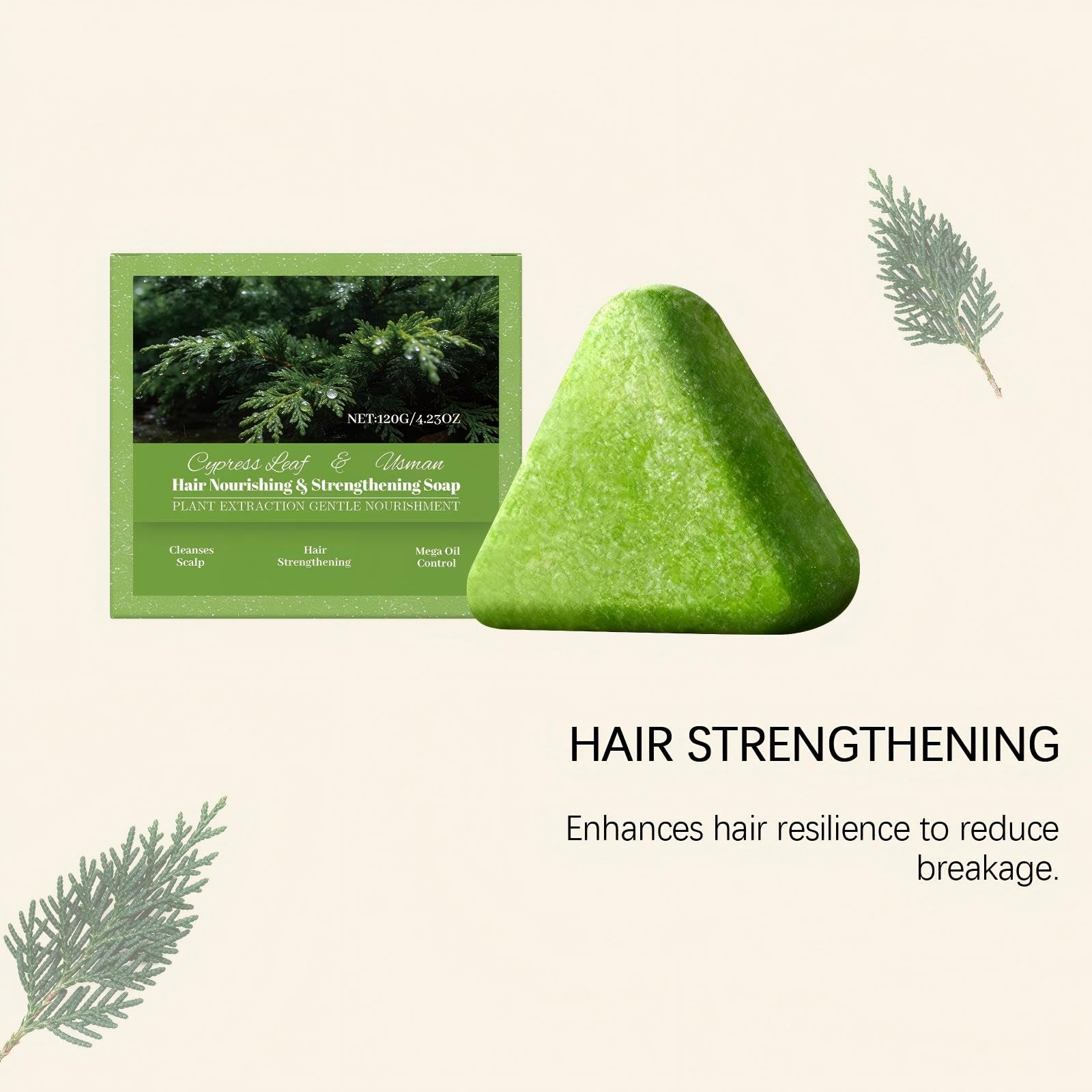 Seven Green Shampoo Bar, Usman Grass Festes Shampoo, Sanftes Haarreinigungsshampoo, Seven Green Kräuter-Shampoo-Bars, Anti-Haarausfall & Feuchtigkeitsspendende Kopfhautpflege (6 pcs)