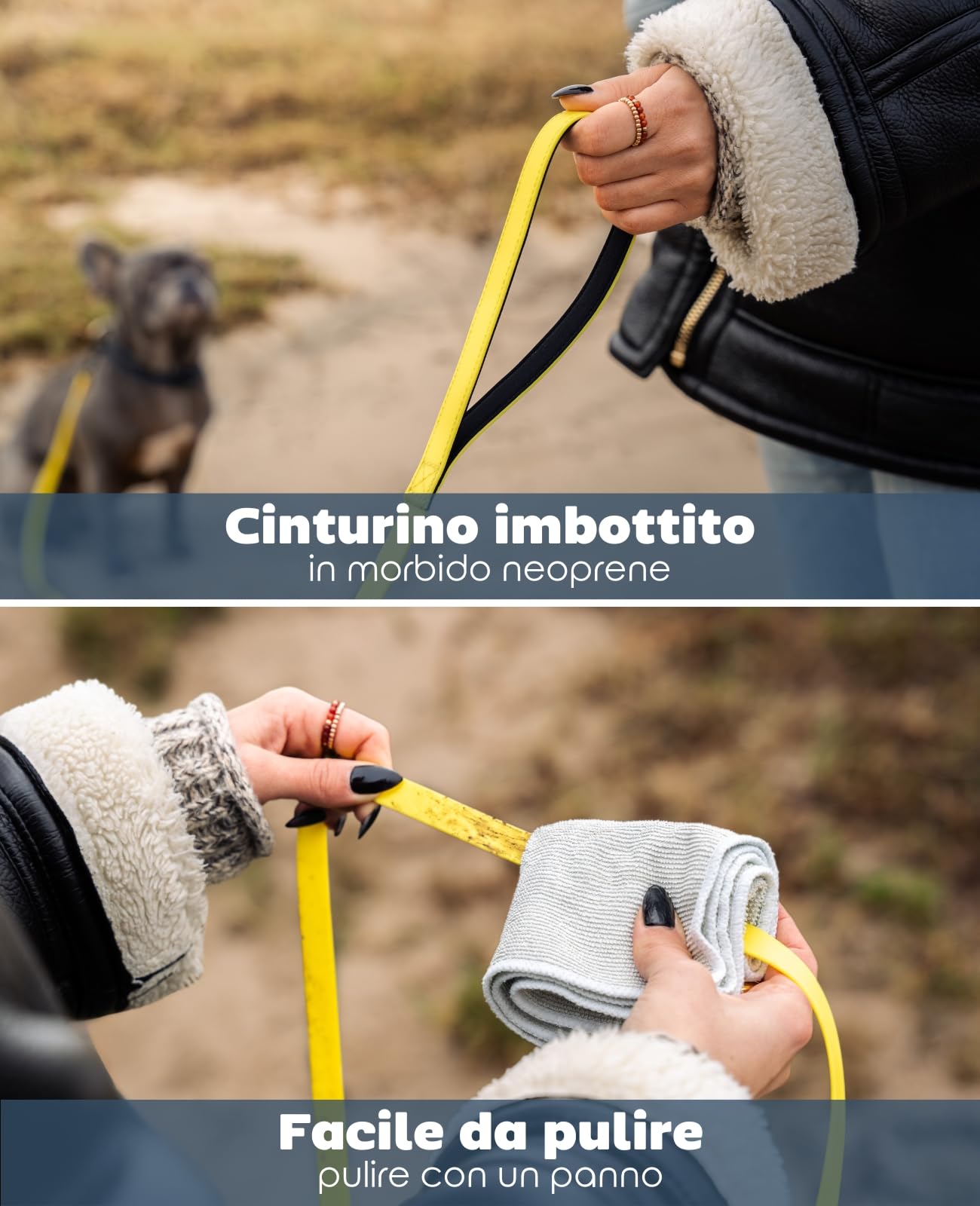 lionto Guinzaglio a traino con moschettone di sicurezza a 360°, 10 m, con borsa e maniglia imbottita, robusto guinzaglio in tessuto di nylon con riporto in PVC per l'addestramento dei cani, giallo