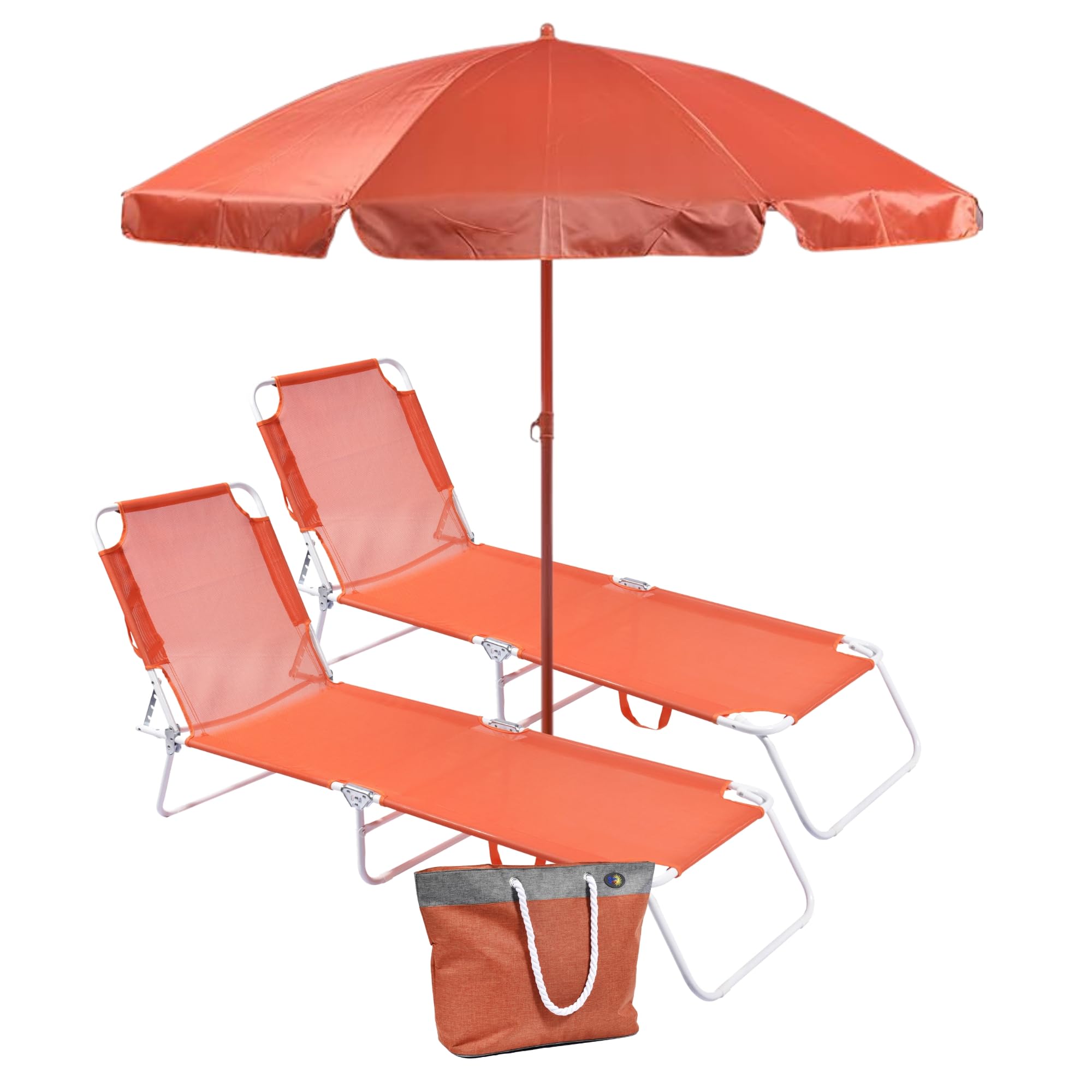 SUNNY STAR Set da Spiaggia 2 lettini + 1 ombrellone + 1 Borsa Mare 45lt.