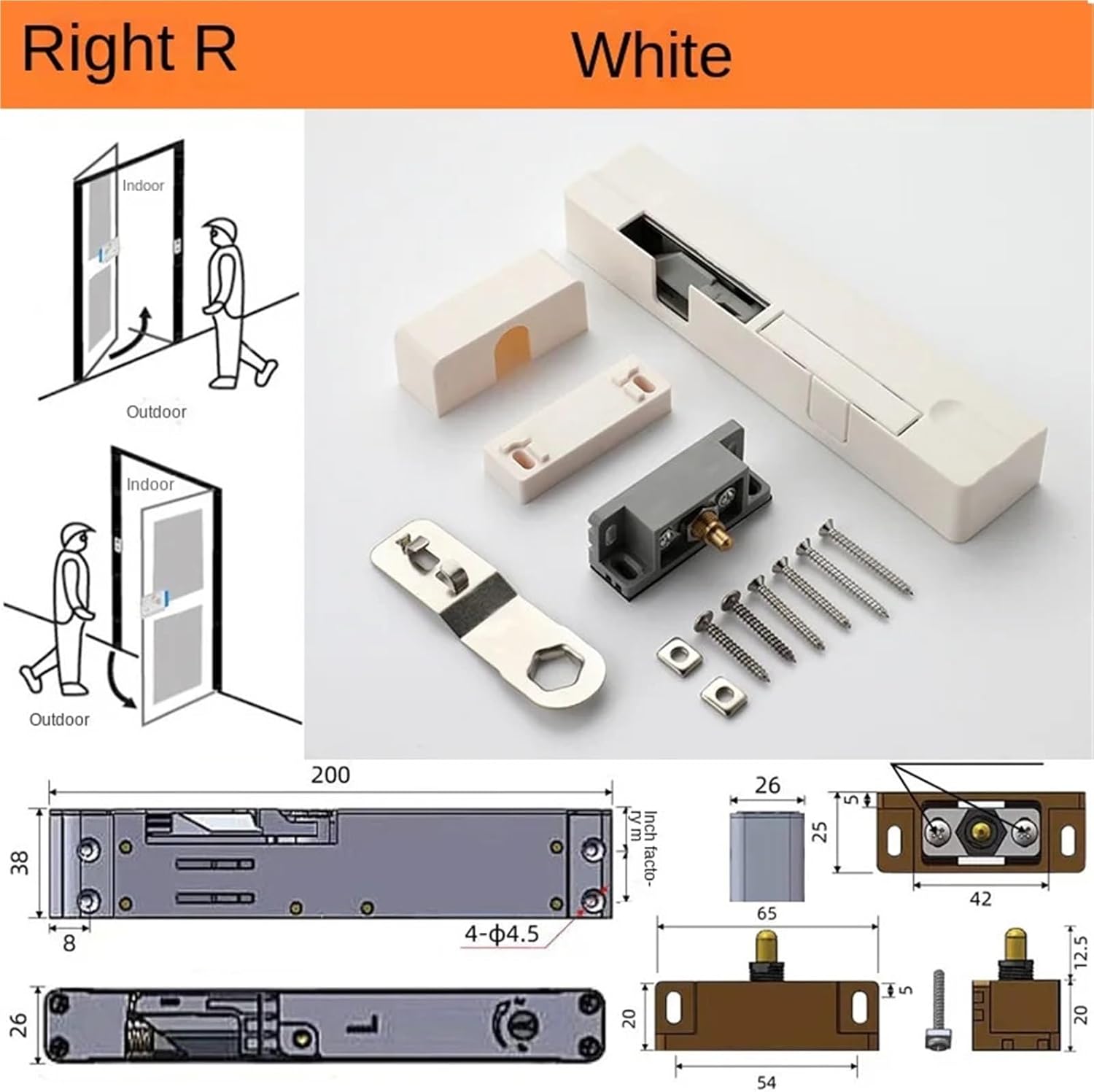 Door Buffer Damper Hydraulic Wooden Door External Opening Household Silent Automatic Door Closer 1Pcs(Right R-Brown)