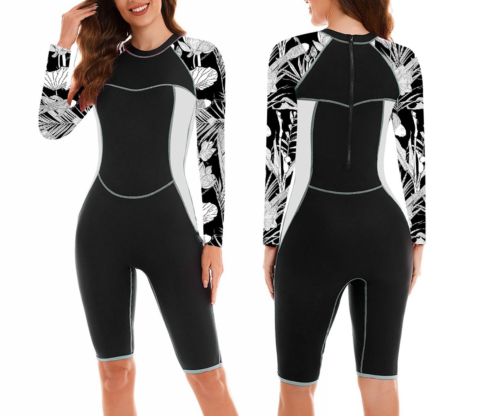 AQQYA Boyleg Rashguard für Damen, LSF 50+, UV-Schutz, langärmelig, hoher Halsausschnitt, gepolstert, Surf-Badeanzug