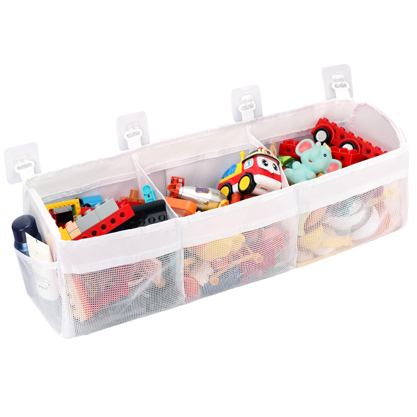 Vunpok Bath Toy Storage Holder for Bathtub Bathtub Toy Storage With Large Opening 3 Compartment Large Capacity Bath