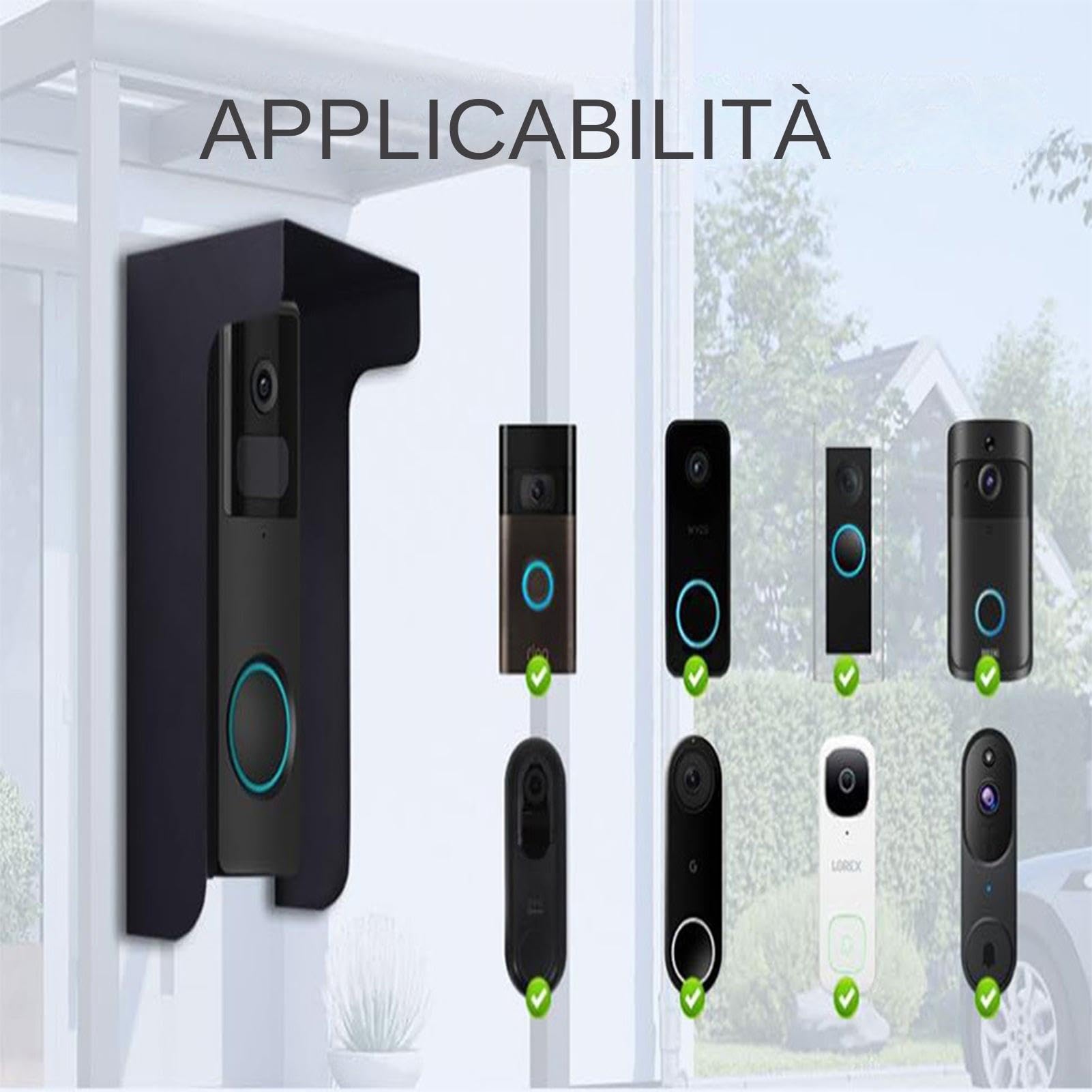 Copertura per campanello in metallo, coperture per anelli per campanello - Copertura antipioggia impermeabile antiriflesso,Copertura antipioggia per campanello, protezione antipioggia nera per campane