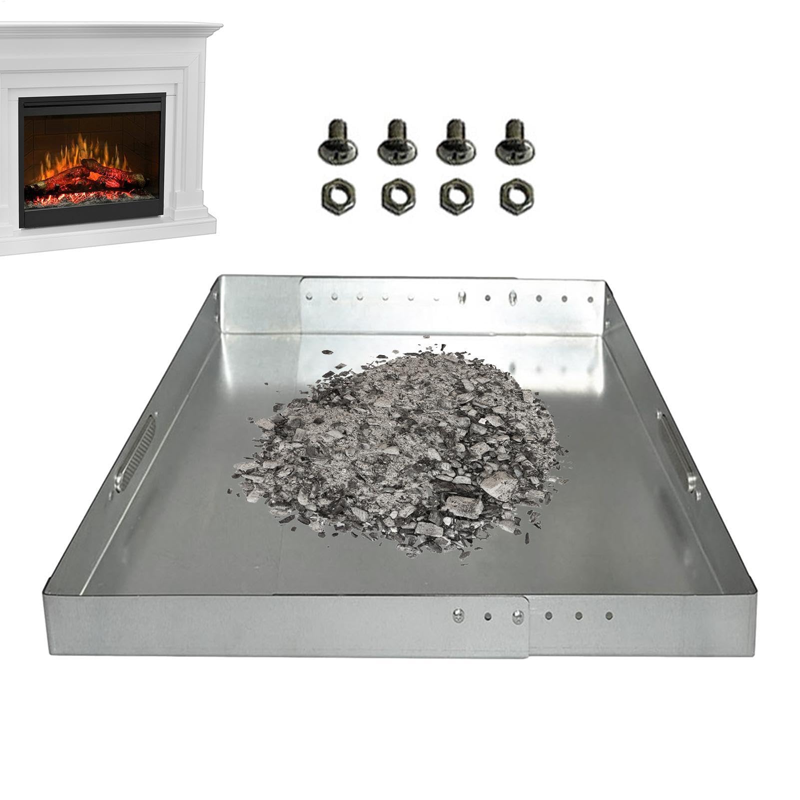 Bandeja de chimenea, bandeja de cenizas de chimenea - Soporte de emprendería de acero con paquete de asquerosos con paquete de tornillo | Accesorios para el lugar para el hogar del hogar resistente al