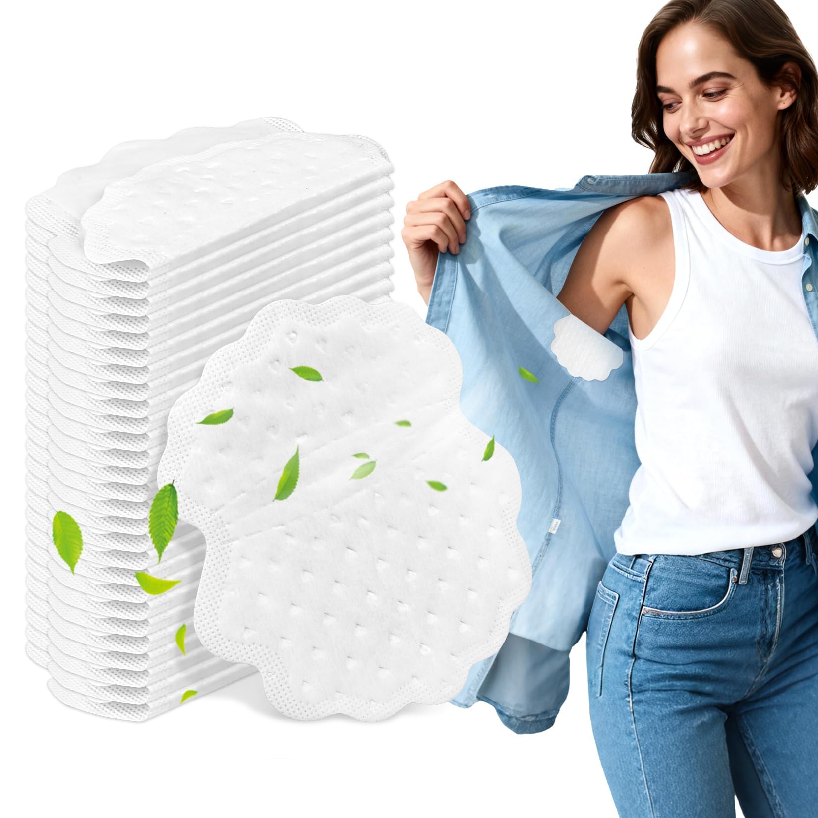 CARTZILLA 50 Pcs Underarm Sweat Pads Non Visible Armpit Sweat Pads, Comfortable Unflavored, Disposable Underarm Pads for Sweating Women and Men Armpit Protection