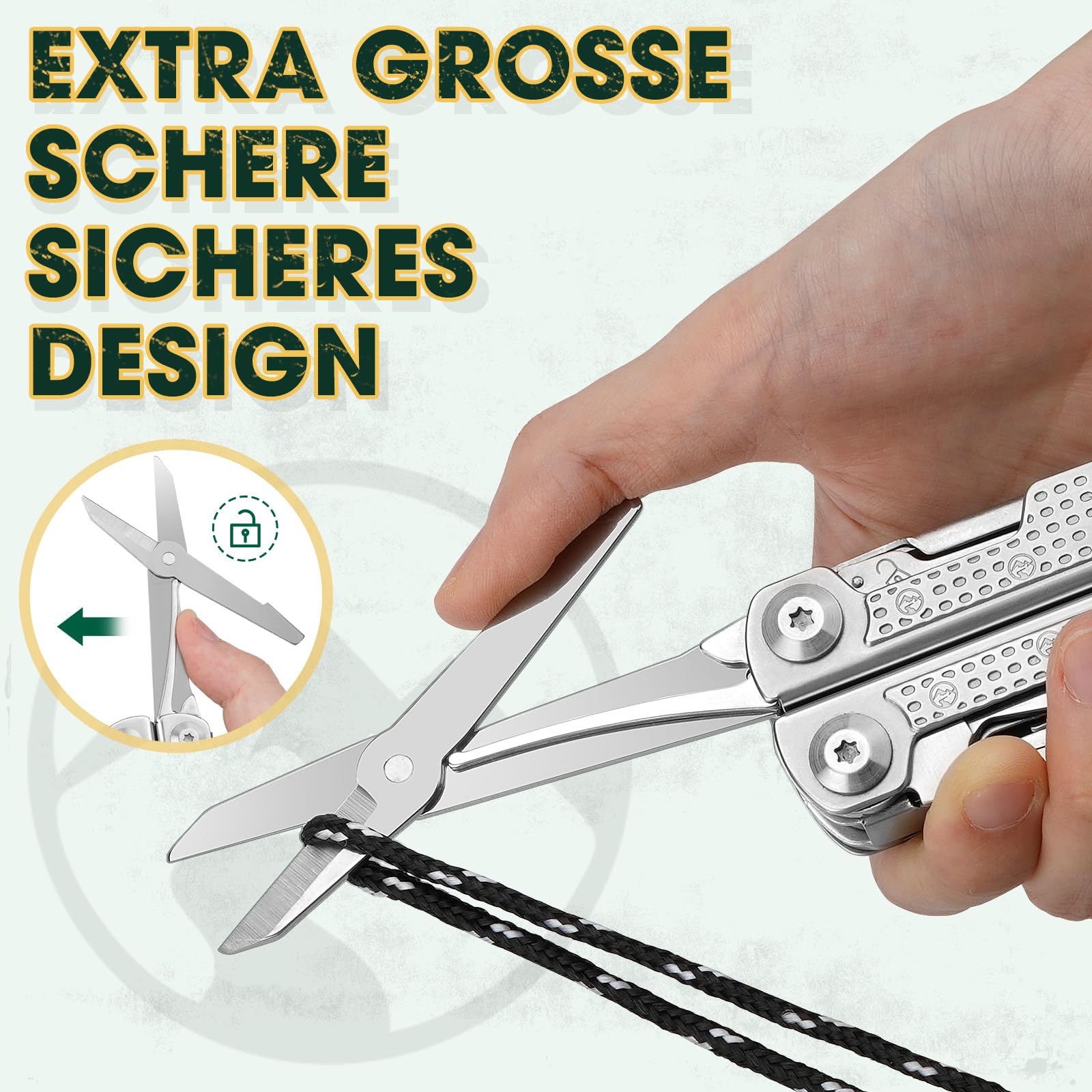 Multper Multitool Werkzeug, Geschenke für Männer, Aufgerüstetes Multi Tool Edelstahl Faltbares mit Damastmesser, Drahtschneider und Schraubendreherset, Multifunktionszange für Outdoor und Camping