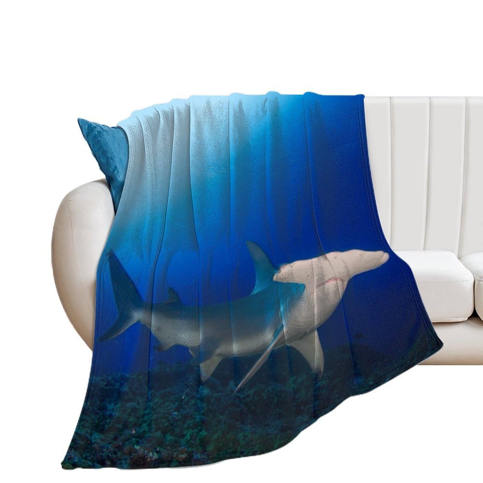 Nclqvjxzkhw Men's Style Blue Hammerhead Shark Flannel Blanket Soft Throw Blankets Bed Couch Sofa Travel