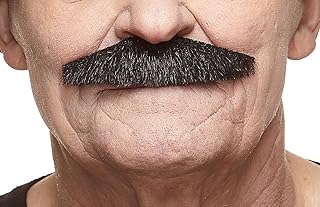 Mustaches Fake Mustache, Self Adhesive, Novelty, Policeman False Facial Hair, Black Lustrous Color