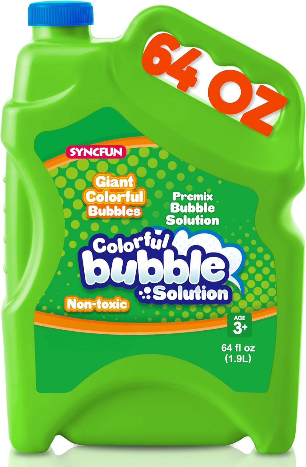 SYNCFUN 64 oz Premixed Bubble Solution, 1.9L Giant Pre-Mix Refill Solution for Bubble Machine,Bubbles for Kids, Wands, Blower, Easter, Outdoors Activity, No Mixing or Measuring