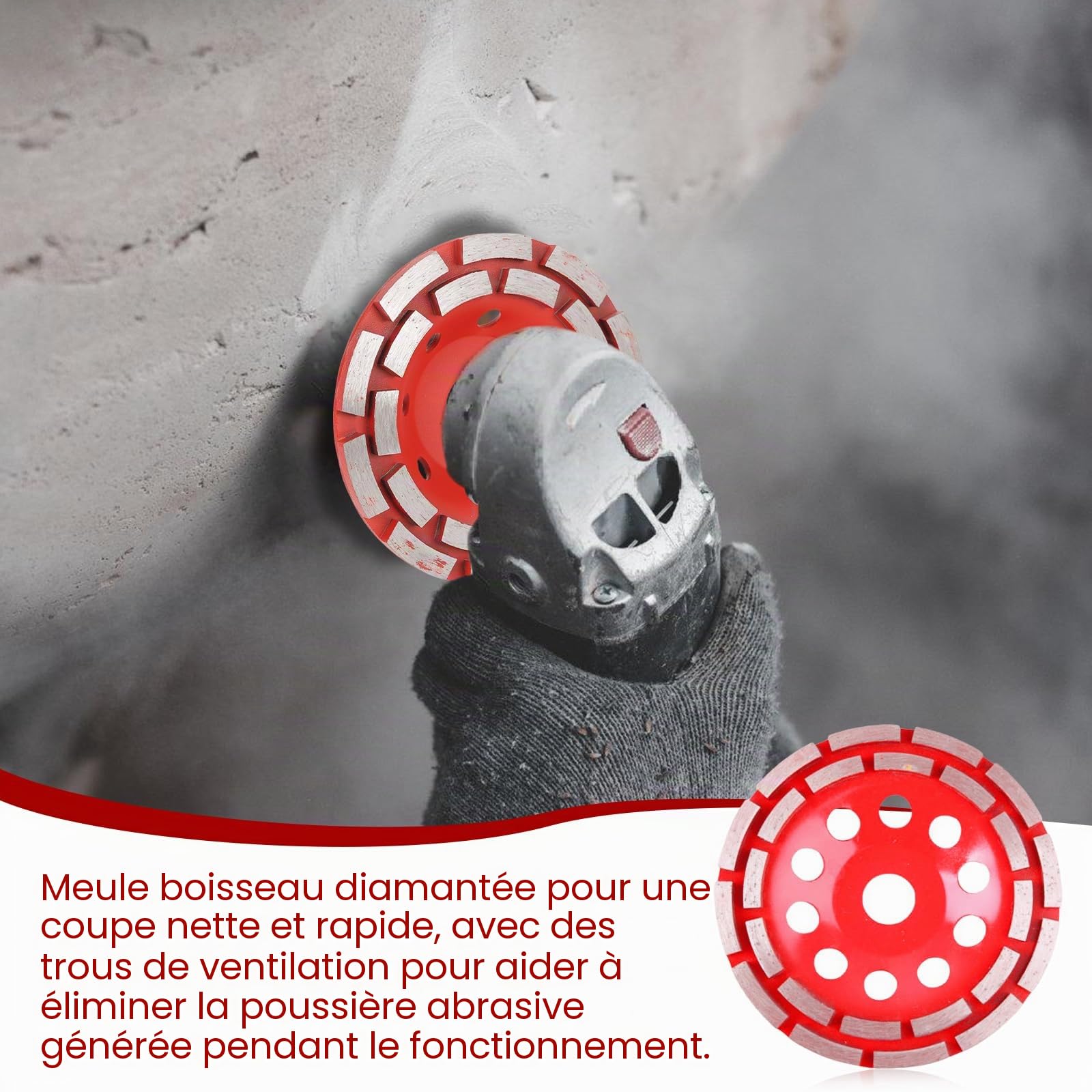Lot de 2 disques abrasifs diamantés Extra Speed 125 mm x 22,23 mm Double rangée Pour béton, pierre, pierre naturelle, colle à carrelage, granit, maçonnerie, chape sèche