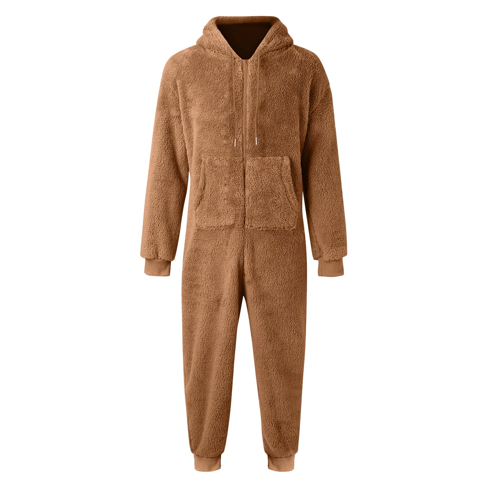 Mono de Invierno cálido para Hombre, Monocolor, de Felpa, Pijama Mullido, de Forro Polar, Pijama de una Pieza, Suave, Largo, con Capucha Cómodo y versátil