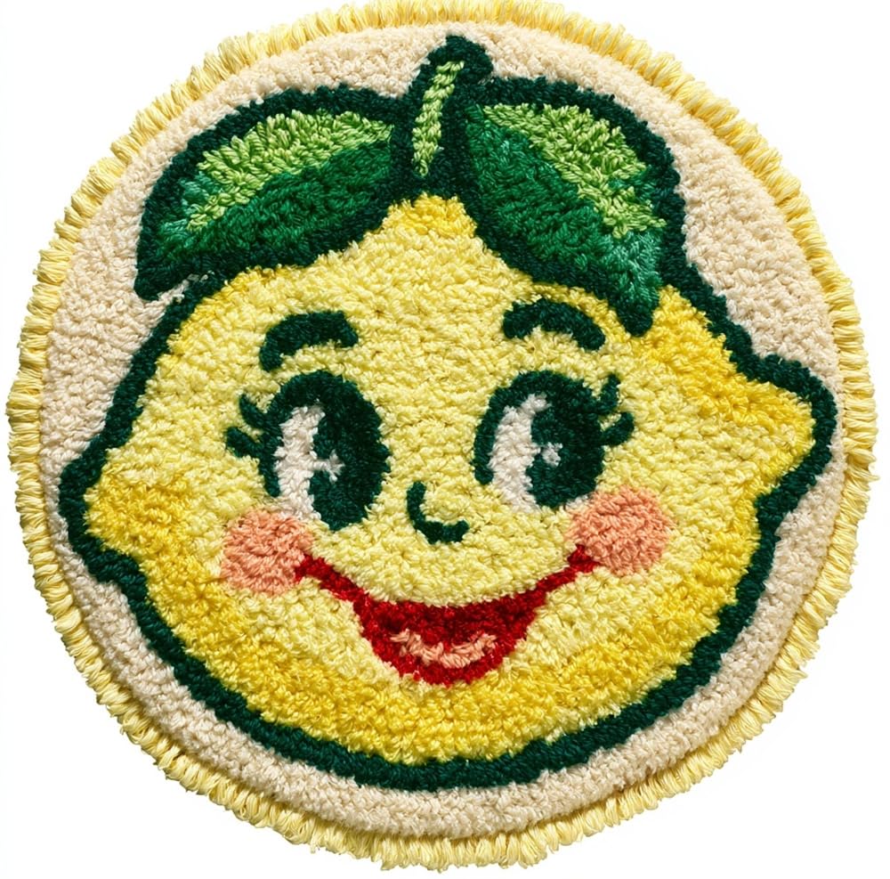 kitphoenix Round Latch Hook Kit Smiling Lemon