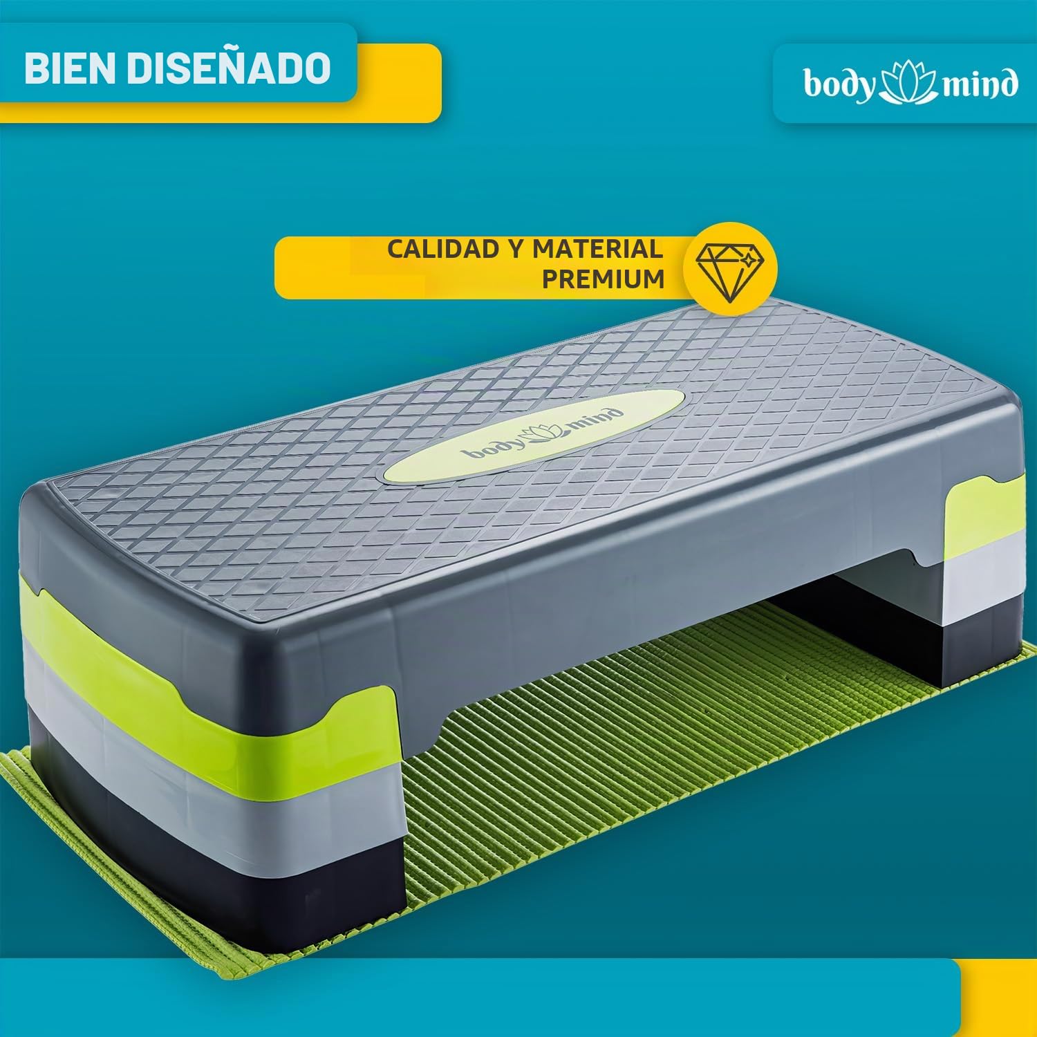 Tablón de step aeróbico Banco de step con alfombra antideslizante gratuita y libro electrónico de entrenamiento exclusivo