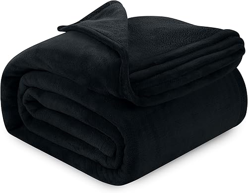 Utopia Bedding - Manta de microfibra de vellón, ligera, mullida, suave, antiestática, king, color negro (90 x 102 pulgadas)