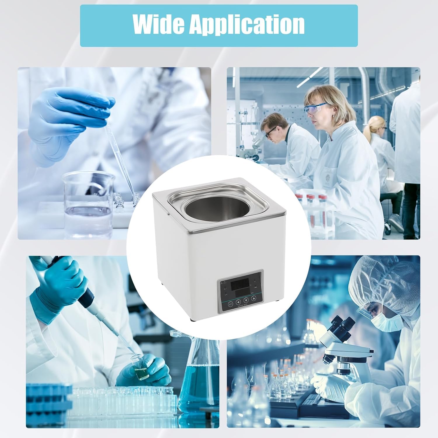 Calentador De Baño De Agua De Laboratorio De 300 W con Termostato Digital, Sensor De Protección contra Funcionamiento En Seco De 110 V, Interior De Acero Inoxidable Y Pantalla Led para