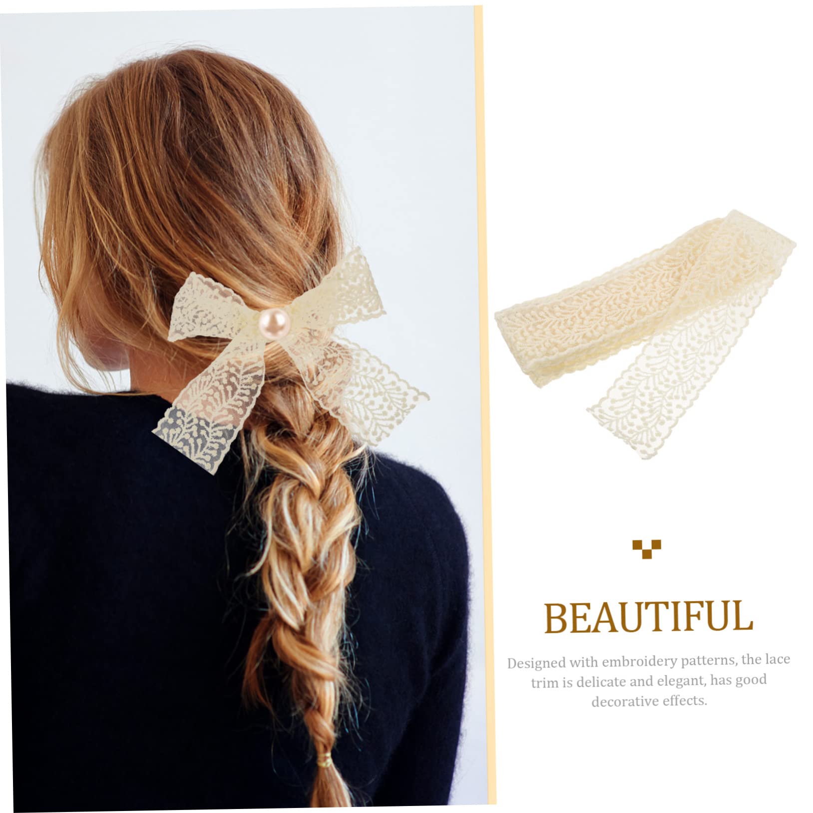 Operitacx 3rollos Encaje De Lazo Diy Para Manualidades y Accesorios De Cabello Metros De Ribete De Encaje Para Decoración De Ropa y Diademas Material Para Bonitos Adornos Estilo