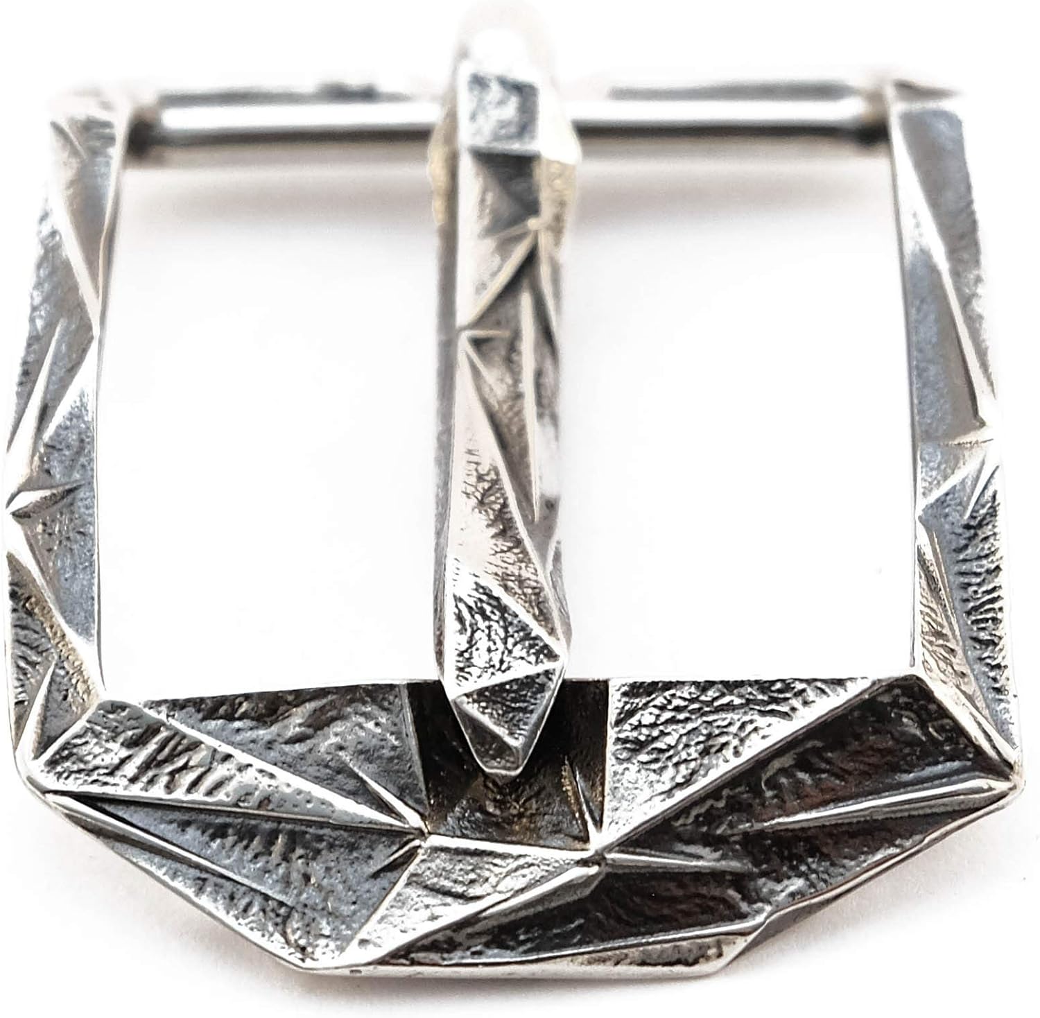 German silver belt buckle Ice, Handmade low poly sculptural frame type 1.5 inch solid german silver belt buckle