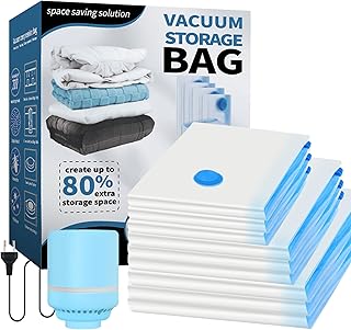 vicihoho Vacuum Bags with Electric Pump, Pack of 10 Vacuum Bags Clothing (3 x 40 x 60 cm, 3 x 60 x 80 cm, 3 x 80 x 100 cm, 1 x Vacuum Pump) for Duvets, Storage Bags, Winter Clothing, Travel Bed Sheet