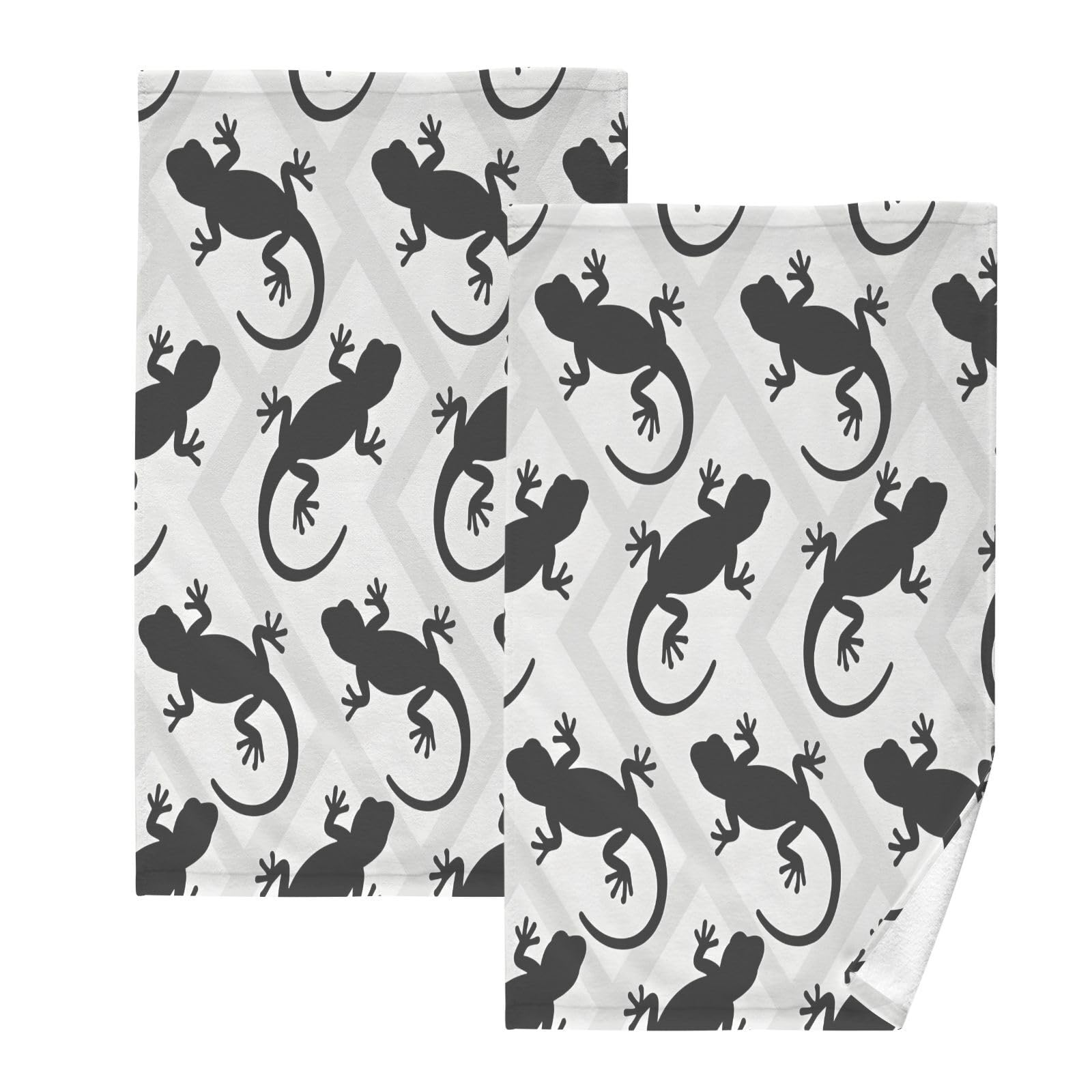 Lizard Hand Towels for Bathroom 41x71 cm Soft and Absorbent Cotton Towels Kitchen Towels Guest Towel Tea Bar Towels for Travel Gym Spa 2 PACK