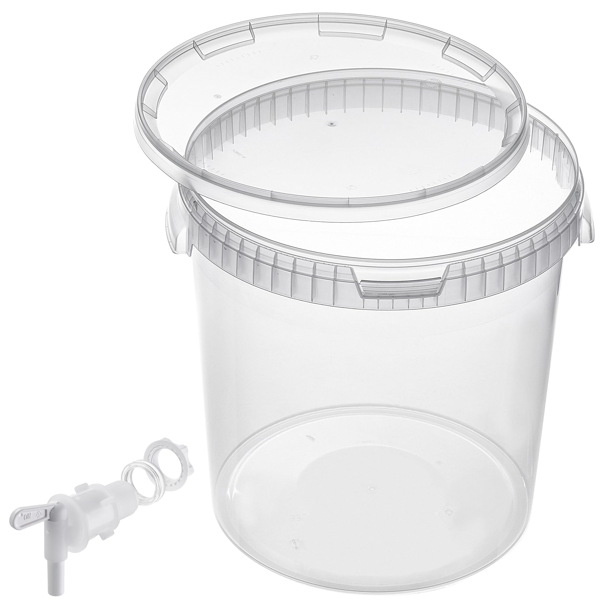 KADAX Set di secchi per fermentazione 33L con rubinetto di scarico, contenitori per fermentazione in plastica con rubinetto di scarico per la produzione di vino, rubinetto di scarico con guarnizione e