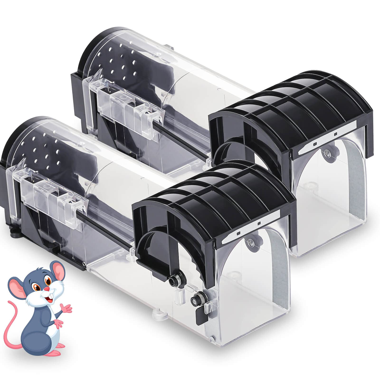 – Bxlive Upgrade Humane Mouse Traps Indoors 2 Pack, Live Mice Trap Suitable for Mouse, Rodent Control High Sensitivity Quick Capture, Mouse Catch & Release, Easy to Wash & Set, Pet Children Friendly