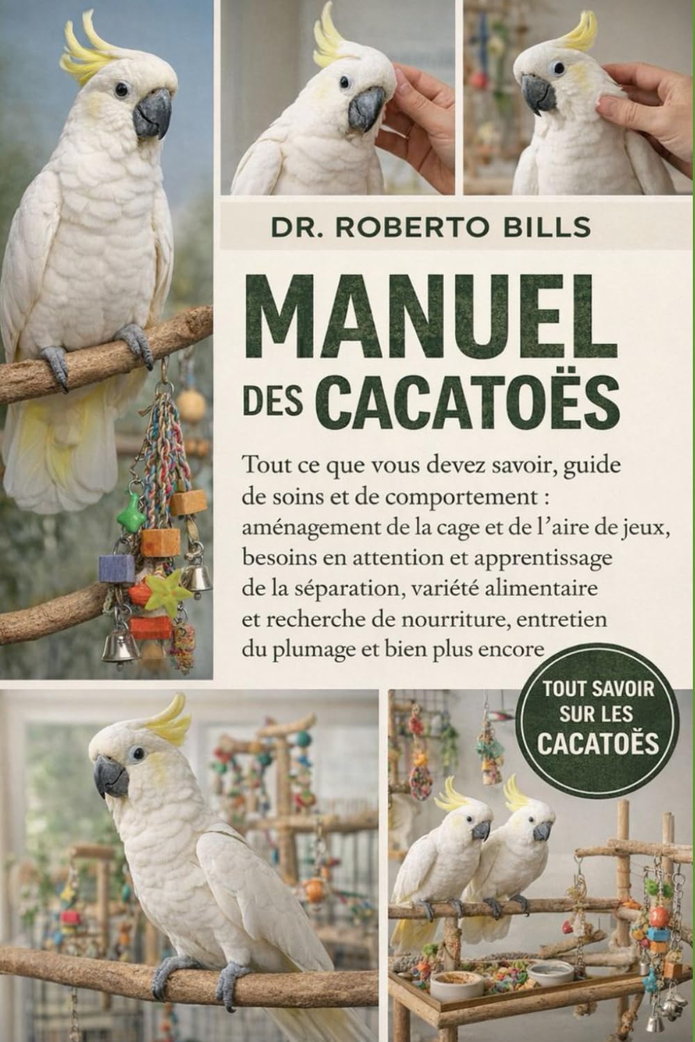 MANUEL DES CACATOÈS: Tout ce que vous devez savoir, guide de soins et de comportement : aménagement de la cage et de l’aire de jeux, besoins en ... et recherche de nourriture, entretien du...