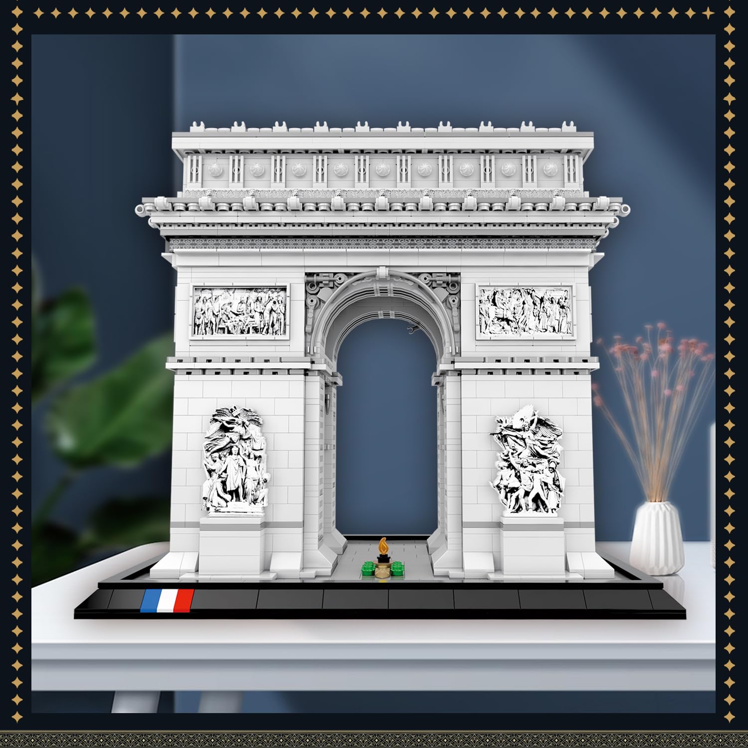 Reobrix 66024 Paris Arc de Triomphe Baukasten Set, 3718 Teile Frankreich Berühmtes Wahrzeichen Klemmbausteine, Architektonische Modellbausätze für Erwachsene, Geschenkideen für Sammler
