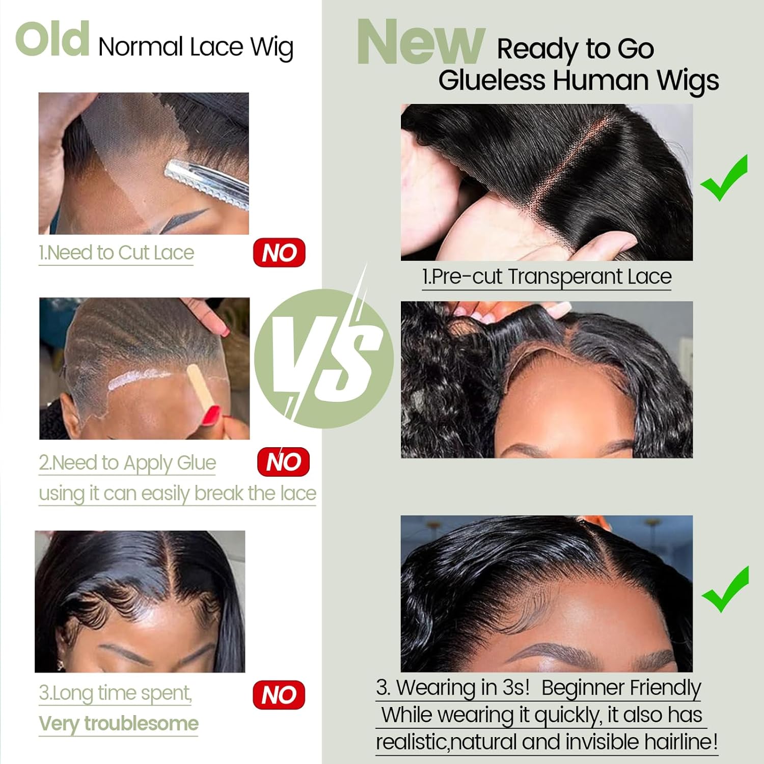 Glueless Wigs Human Hair pre plucked Pre Cut Short Curly Bob Lace Front Wigs for Black Women 4x4 Lace Closure Glueless Wig with Elastic Band for Beginners 10 Inch - Image 5