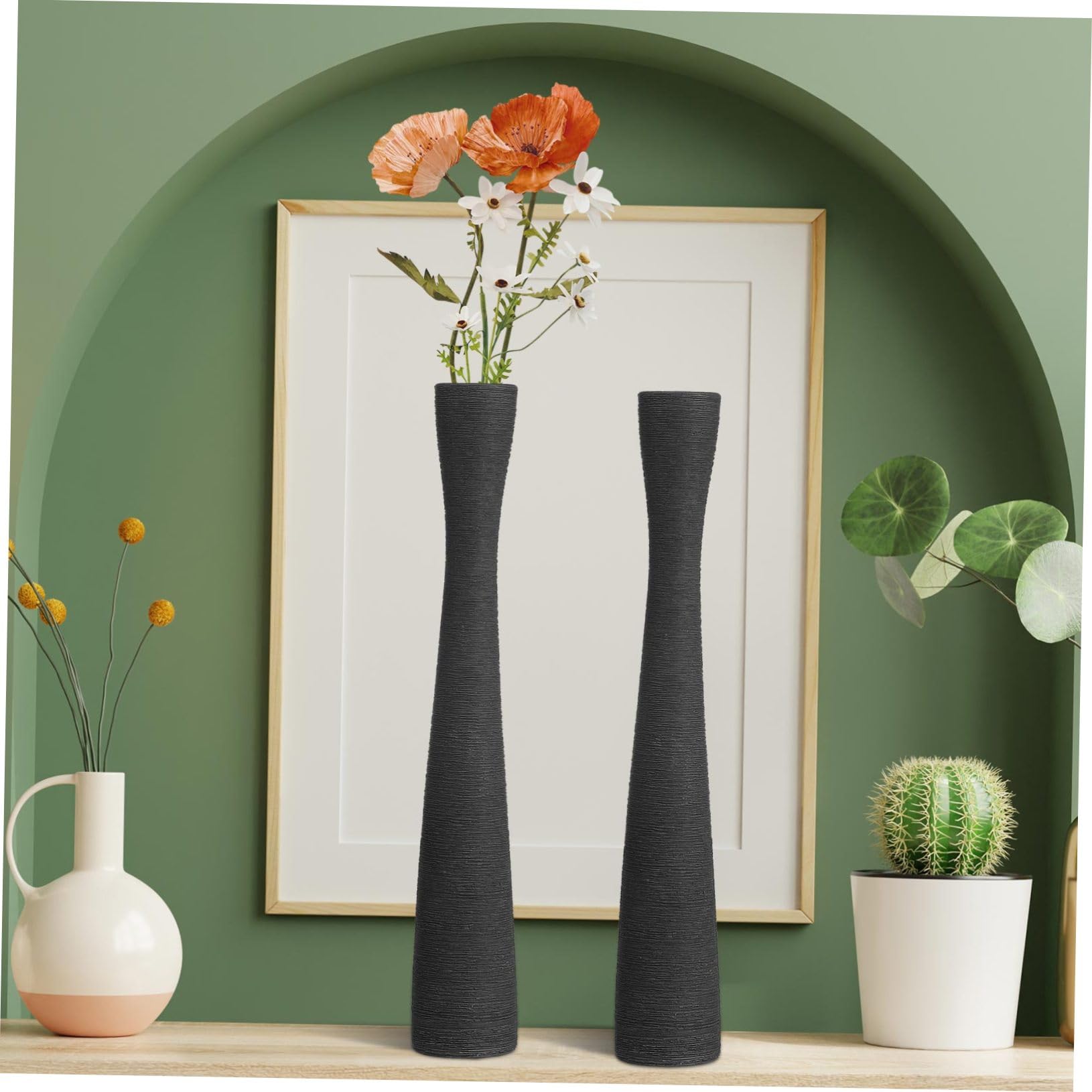 2piezas Jarrones De Cerámica para Cuello Estrecho Centro De Mesa y Decoración