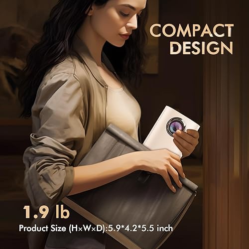 Miniatura 3 de Mini proyector 4K, Q1 Plus 17000 Lux inteligente protección ocular proyector portátil, altavoces de alta fidelidad duales, proyector de película 5G