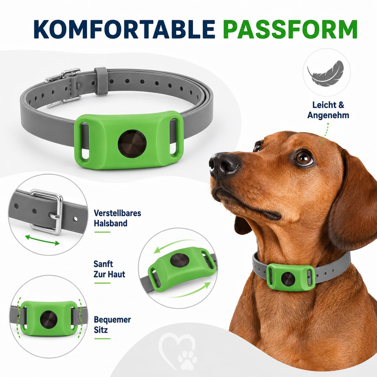 12 Monate Floh und Zeckenfrei Hundehalsband Anhänger mit Langsamer Duftabgabe Leichtem Design und Verstellbarem Band für Spaziergänge und Garten (Grün,1PCS)