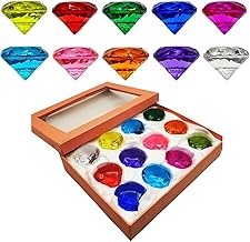 Edelsteine für Kinder, Acryl Diamanten, 12 Stück Diamanten Bunt Kinder Mit Geschenkbox,Diamantkristalle Transparent Edelsteine für Kindergeburtstag, Große Deko-Diamanten für Hochzeit Vasen Tischdeko