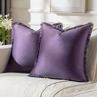 FUTEI Eggplant Purple Velvet Decorative Throw Pillow Covers 18x18 Set of...