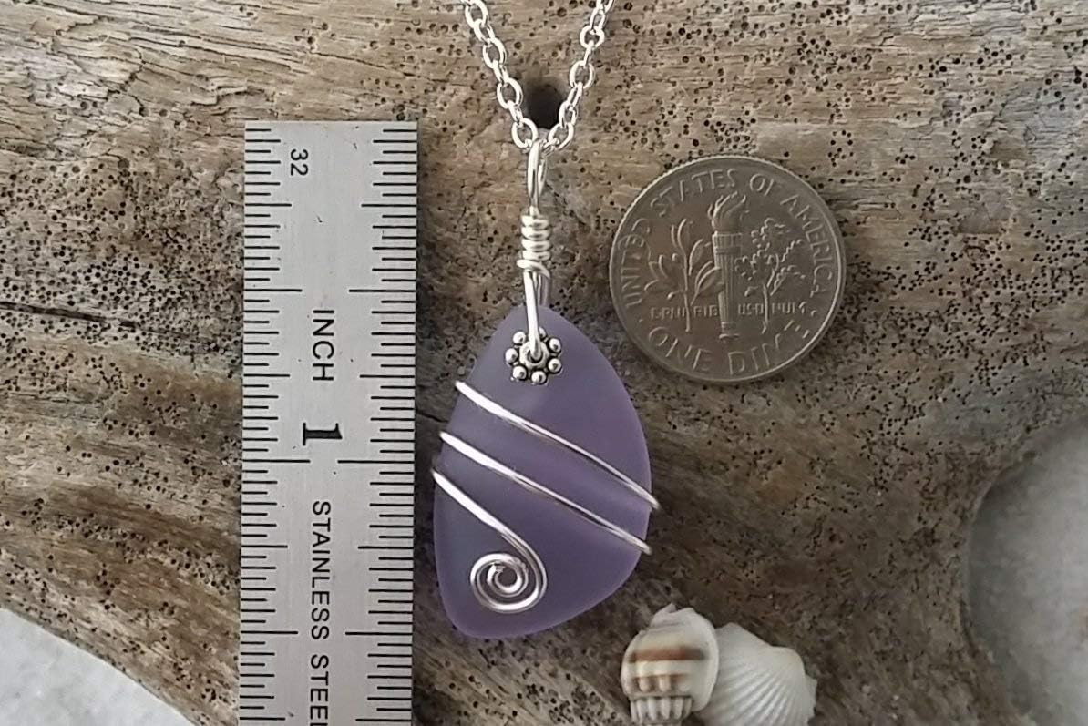 Handmade in Hawaii, wire wrapped sea glass necklace, (Hawaii Gift Wrapped, Customizable Gift Message)