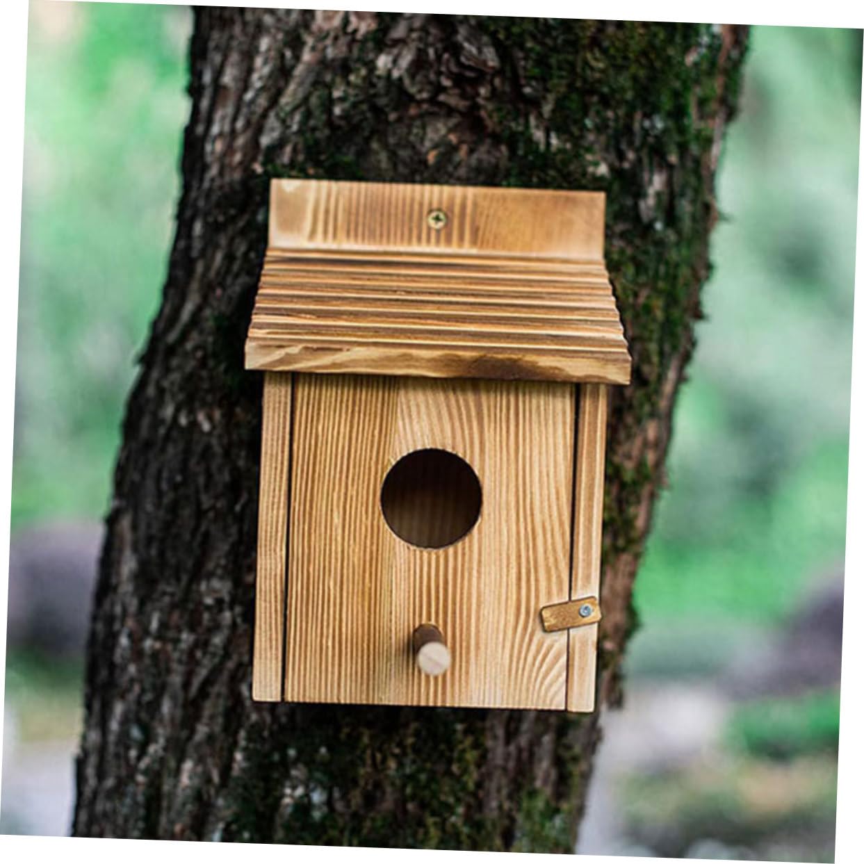 Nido para Pájaros de Madera Colgante Casa de Jardín Decorativa Refugio Seguro para Pericos y Aves Pequeñas Fácil Instalación Diseño Natural y Transpirable