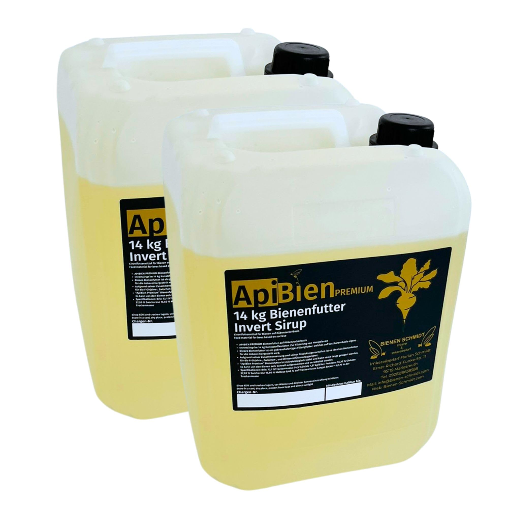 2x APIBIEN Premium Bienenfutter Invert Sirup 14 kg flüssig im Kanister Rübenzuckerbasis