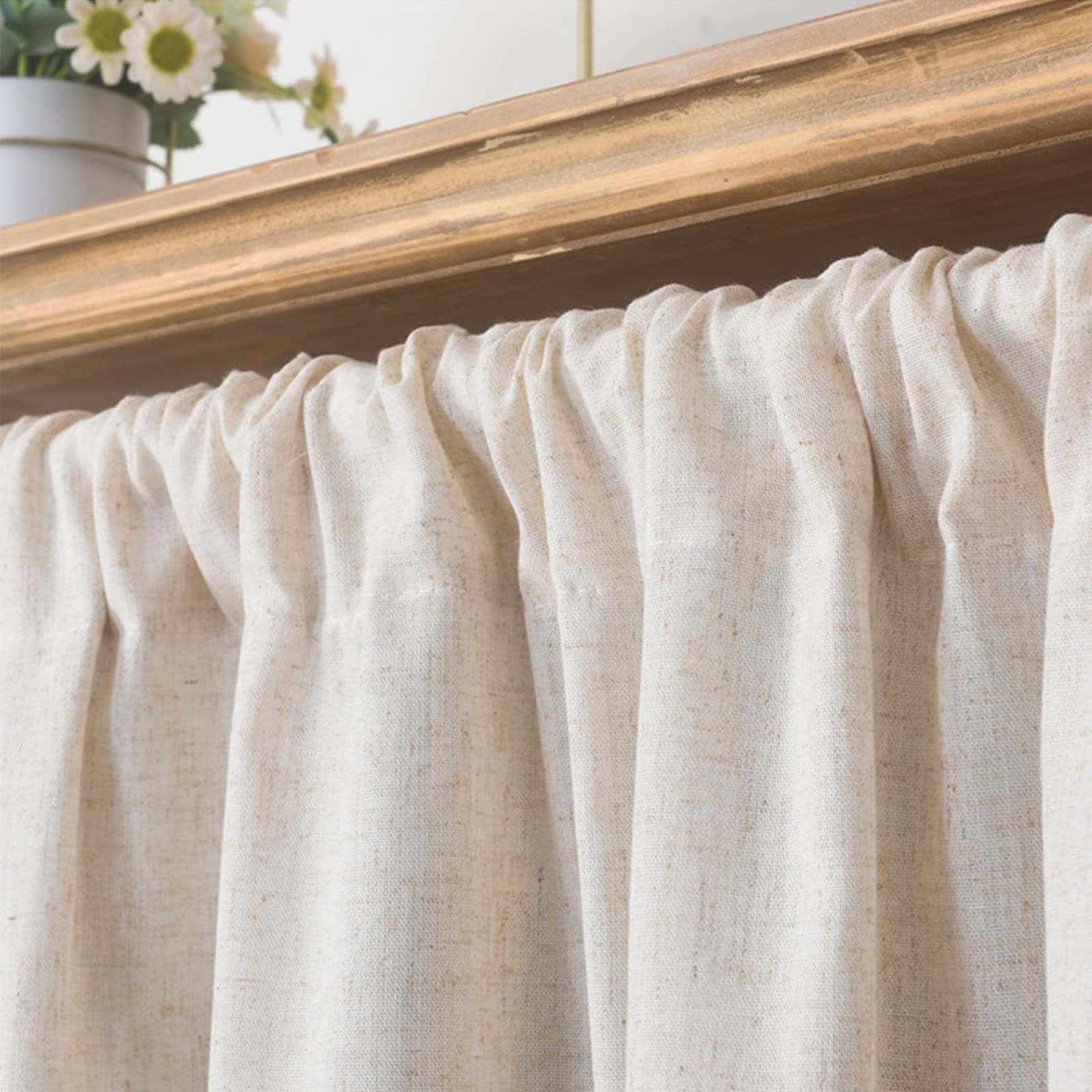 Tenda Mantovana VOGOL Con Uccellini – Pannello In Lino Per Finestre Cucina E Soggiorno, Grigio, 106x45 Cm, Stile Rustico - 3